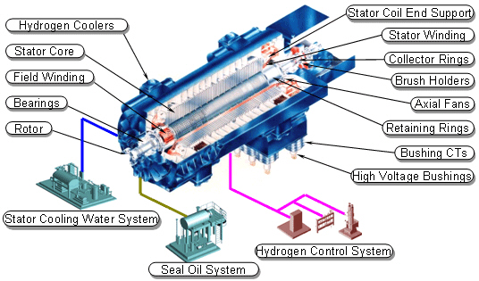 Hydrogen/Water Cooled Generators (Typical Structure)